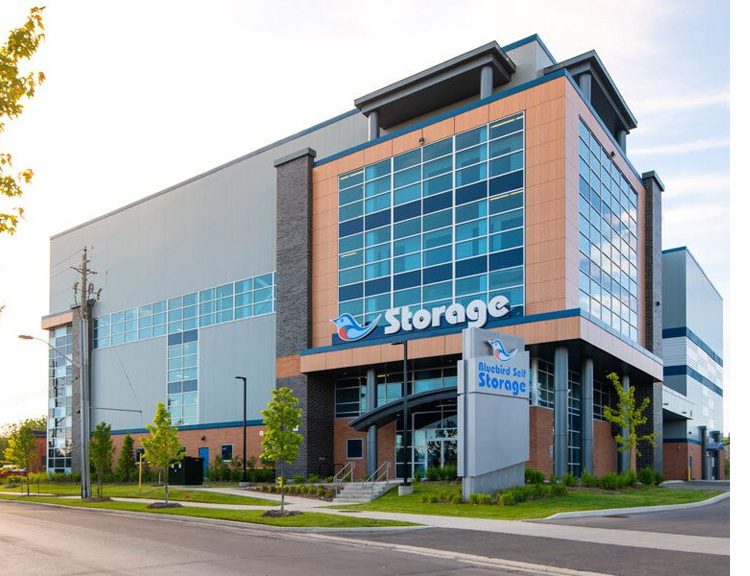 Blue Bird self-storage facility on Esandar Drive in East York, Toronto