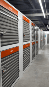 Stacked self-storage lockers using vertical space to increase rentable units